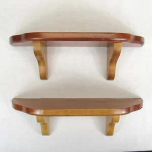 2 Estantes de Pared Madera Maciza 15.5" Marrón Rojo Juego de Exhibición de Cabina Rústica - Imagen 1 de 6