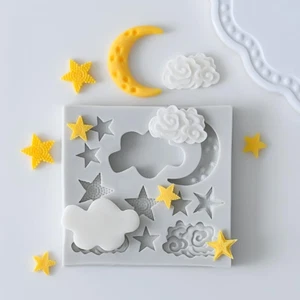 1Pc Star Moon Clouds Shaped Silicone Fondant Molds, Candy Chocolate Molds for DI - Picture 1 of 8