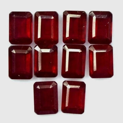 Wholesale Lot 8x6mm Emerald Cut Natural Mozambique Ruby Loose Calibrated Gems - Image 1 of 4