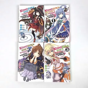 Lot of 4 Konosuba God's Blessing on this Wonderful World Volumes 1-4 Eng Manga - Picture 1 of 6