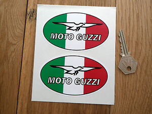 MOTO GUZZI Bike STICKERS Tricolore Oval 4" Pair Later Style California Breva