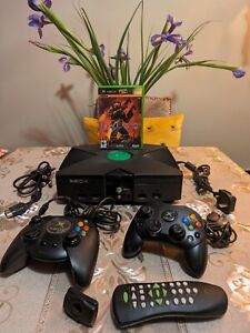 Microsoft Xbox Original Console & Leads & 2 Official Controllers Fully Working