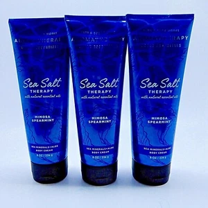 3 BATH & BODY WORKS AROMATHERAPY SEA SALT THERAPY MIMOSA SPEARMINT BODY CREAM - Picture 1 of 8