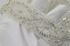 1 Yard Pearls crystal rhinestone beaded trim applique Iron On bridal Sewing A810
