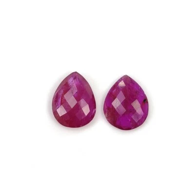 5.65cts Beautiful Unheated Reddish Pink Ruby Pear Shape 11.5*9mm - 12*9mm 2pcs - Image 1 of 4