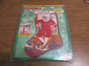 BUCILLA CLAUS N PAWS COUNTED CROSS STITCH KIT DIAGONAL STOCKING - Picture 1 of 2