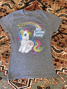 Woman’s Jr’s Say Hello To My Little Pony Heather Gray Fitted T-Shirt Large EUC - Bild 1 von 7