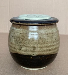 Heavy Mid Century Pottery Lidded Honey Jar Canister Studio Art 4” H - Picture 1 of 11