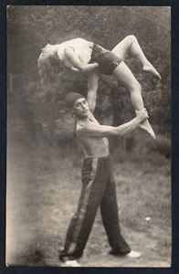 Postcard Circus acrobat performers unknown location RP - Picture 1 of 2