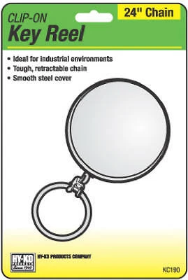 Clip de carrete de llave Hy-Ko KC190, retráctil, cromado con 24 pulgadas Cadena - Cantidad 5 Foto 1 de 2