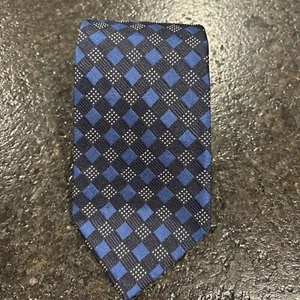 RALPH LAUREN Purple Label Silk Necktie ENGLAND Luxury Geometric Two Tone Blue - Picture 1 of 9