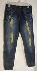 Rocawear Women's Logo Jeans Distressed W/ Holes Size 16 - 30 Waist
