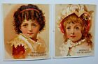 Victorian Trade Card Niagara Gloss Starch Laundry Lot of 2 Girl Portraits