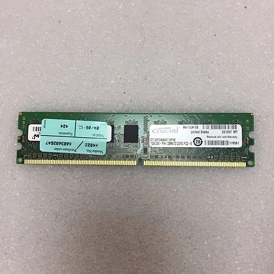 CRUCIAL 1GB PC2-5300 DDR2 1024MB ECC MEMORY DIMM RAM 240 PIN - 90 Days RTB - Image 1 of 2
