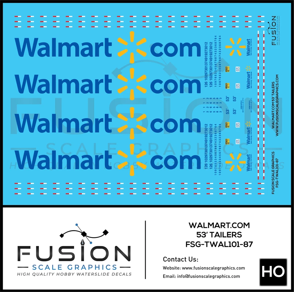 HO Scale Walmart .Com 53' Trailers Decal Set - Image 1 of 1