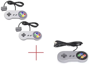 Set di 2 controller retrò compatibile con SNES/Super Nintendo + 1 OMAGGIO USB - Foto 1 di 7