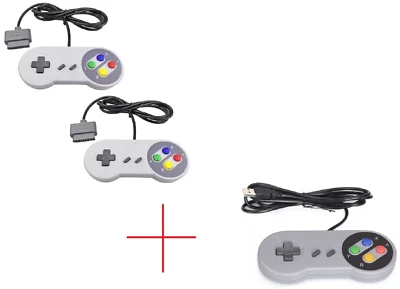 Set di 2 controller retrò compatibile con SNES/Super Nintendo + 1 OMAGGIO USB - Immagine 1 di 4