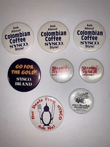 Lotto di 8 spille pubblicitarie vintage Sysco - Foto 1 di 8