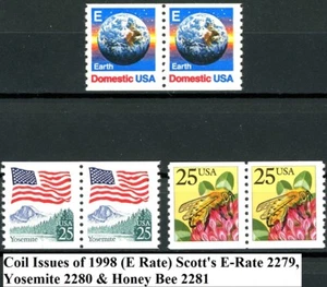 1988 Set of 3 Coil PAIRS E-Rate Yosemite Honey Bee  MNH Scott's 2279 2280 & 2281 - Picture 1 of 2