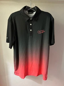 SUNDAY SWAGGER Polo Golf Shirt Men's MEDIUM black red neon Hawaiian - Picture 1 of 5