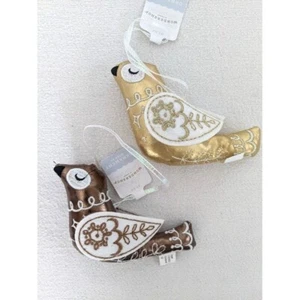 2 Set 2022 Target Wondershop Fabric Embroidered Doves Christmas Ornament NEW - Picture 1 of 5