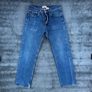 Levis 501 Men's 32x34 Button Fly Straight Leg Denim Jeans Blue Medium Wash Pants - Picture 1 of 9