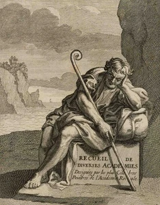 N. GUÉRARD (*1734) zug., Titelkupfer mit Wanderer am Meer, um 1800, Kupferstich - Bild 1 von 4