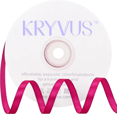 Rose Red Satin Ribbon 1/4 Inch X Continuous 25 Yards, Single Face Polyester Ribb - Image 1 of 4