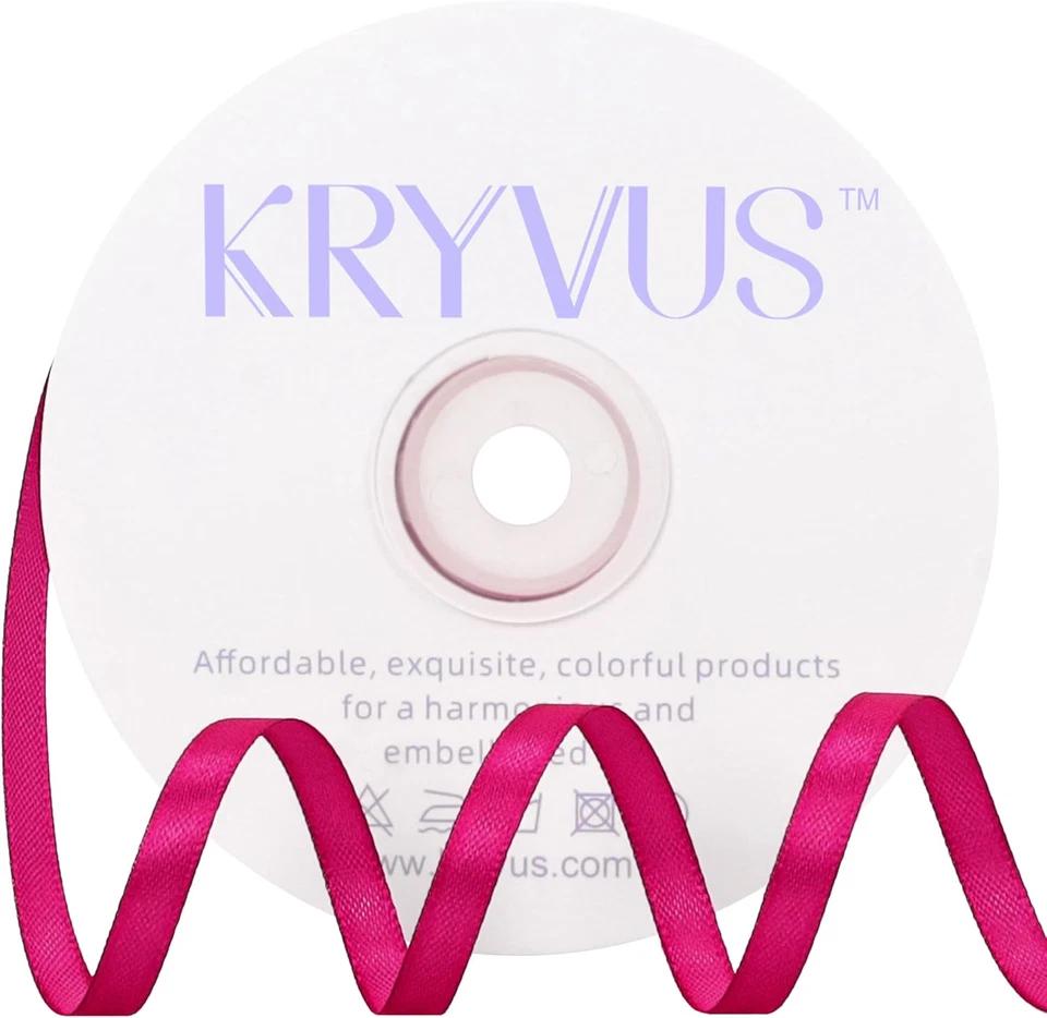 Rose Red Satin Ribbon 1/4 Inch X Continuous 25 Yards, Single Face Polyester Ribb - Image 1 of 4