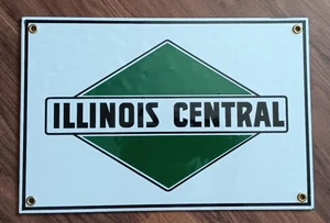 Illinois Central RR Porcelain Sign Home Office Shop Den Garage Decor - Picture 1 of 1