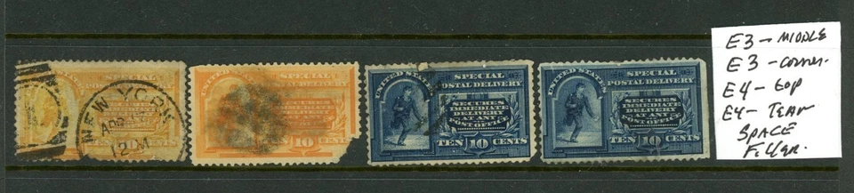 US Scott # E3, E4 - Used - Thin/Tear - SPACE FILLER - CV=$222.50 (18-C201) - Image 1 of 1