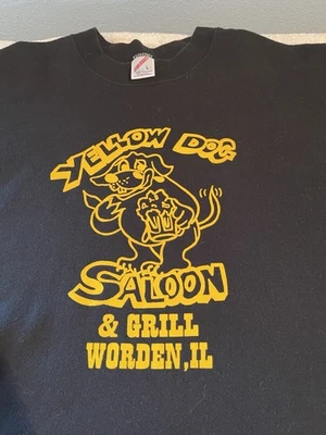 Sudadera Vintage Amarilla Perro Salón Worden IL Jerzees Hecha en EE. UU. Años 90 Bar Gráfico  Foto 1 de 4