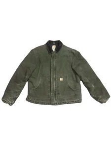VTG Carhartt Jacket Mens XLT J22 MOS Olive Green Detroit Duck Canvas Quilt Lined - Picture 1 of 6