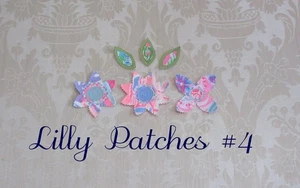 Preppy Lilly Pulitzer Fabric Patches  Applique Flowers Leaves Pink Lilac Blue #4 - Picture 1 of 5