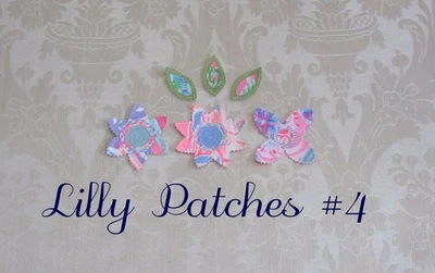 Preppy Lilly Pulitzer Fabric Patches  Applique Flowers Leaves Pink Lilac Blue #4 - Image 1 of 4