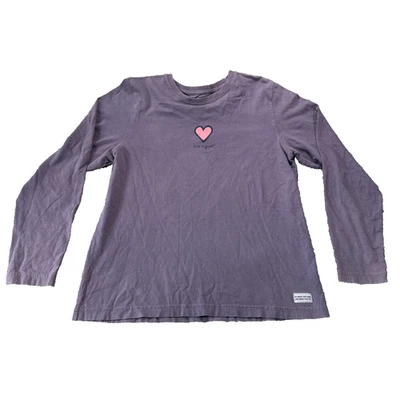 Camiseta Life is Good Spread the Love manga larga marrón corazón para mujer talla mediana Foto 1 de 4