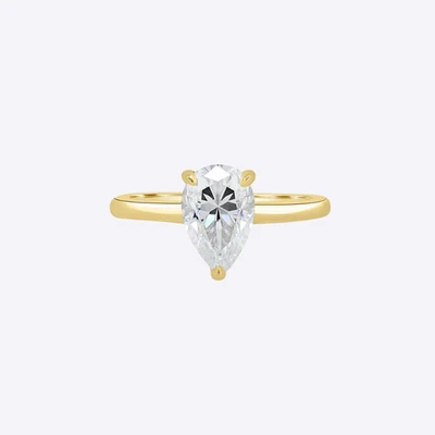 14k Yellow Gold Ring For Wedding Lab Grown 1.5 Carat IGI Certified Pear Diamond - Image 1 of 4