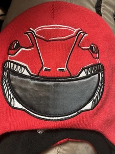 Power Rangers Red Ranger Big Boys Knit Beanie Laplander Winter Warm Hat - Picture 1 of 2