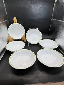 Juego de 6 cuencos vintage Spring Meadow Corelle Corning Berry blancos con borde verde - Imagen 1 de 12