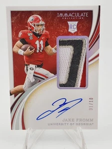 2020 Panini Immaculate Collection Collegiate Jake Fromm #111 /10 Patch RC - Picture 1 of 2