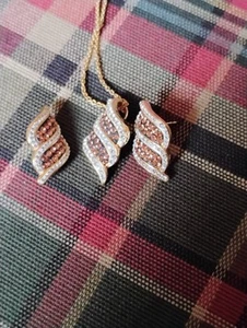 18k Gold Chocolate Diamond Necklace And Earrings  - Picture 1 of 2