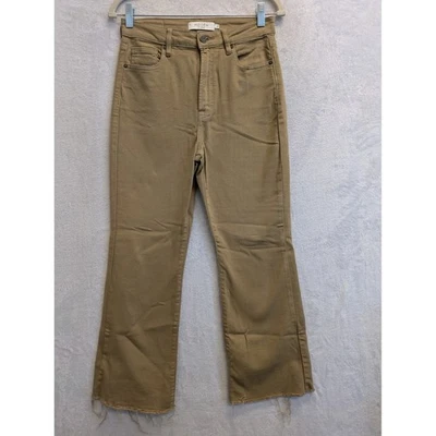 HIDDEN Los Angeles Women's Size 27 Tan Crop Flare Jeans Raw Hem - Image 1 of 4