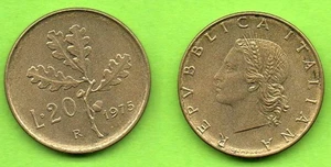 ITALIA 1975 Ramo di quercia, moneta £ 20 FDC Unc - Picture 1 of 1