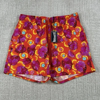 NUEVO CON ETIQUETAS Vilebrequin Hombre Grande Naranja Morisé Floral Forrado 5” Bañador Pantalones Cortos Foto 1 de 4
