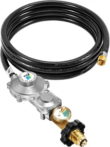 Regolatore Propano 10FT 2 Stadi con Tubo per Camper, Generatori, Stufe da Campeggio, Gas Gr - Foto 1 di 7