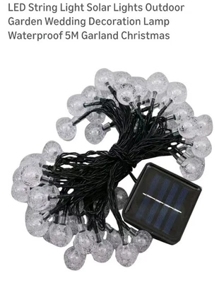 Cadena de Luces LED Solares Exterior Jardín Boda Decoración Impermeable Navidad Foto 1 de 4