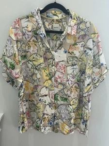 Anthropologie Maeve Button Down Surf Kurzarm Hemd Floral Medium - Bild 1 von 8