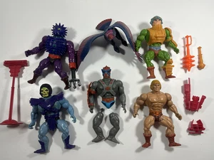 Lotto MOTU: 1981 Taiwan He-Man Skeletor Beast Man Man Man-At-Arms + Spikor & Screeech - Foto 1 di 19