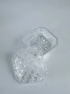 Vintage achteckförmige Klarglas Schmuck Schale mit Deckel 3,75" SO HÜBSCH! - Bild 1 von 6