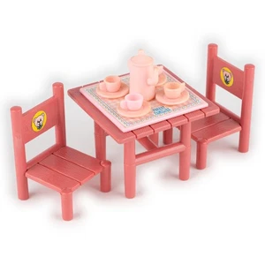 Table with Tea Set & 2 Chairs, Vintage 1980s Toys For Forest Families by MC Toy - Picture 1 of 9